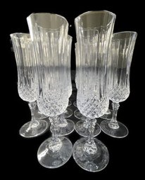 SET OF 14 BEAUTIFUL CRISTAL D'ARQUE LONGCHAMP CRYSTAL CHAMPAGNE FLUTES