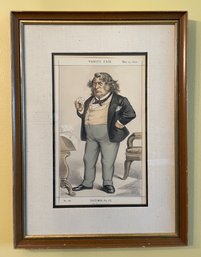 FRAMED PRINT OF CHARLES SUMNER 'THE MASSIVE GRIEVANCE' WITH BIOGRAPHY PAGE