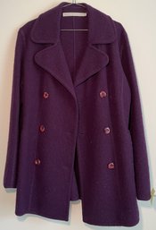 FENN WRIGHT AND MANSON PURPLE WOOL COAT SIZE MEDIUM