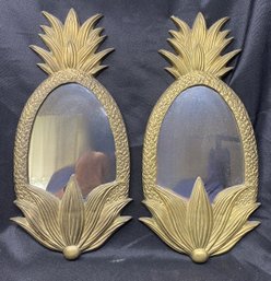 PR OF MCM BRASS PINEAPPLE MIRRORS