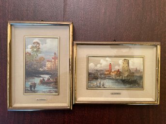 FRAMED PAIR OF LUCIO CARGNEL VENICE PRINTS