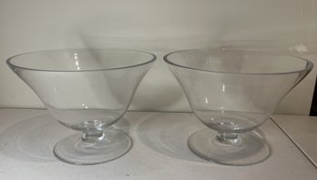 PAIR OF GLASS PEDESTAL BOWLS