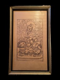 VINTAGE FRAMED PRINT OF KUBERA THE LORD OF WEALTH