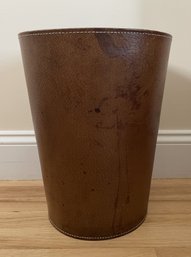 VINTAGE BROWN LEATHER PAPER BASKET