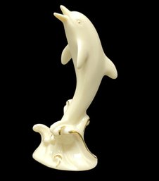 LENOX FINE CHINA DOLPHIN FIGURINE WITH GOLD ACCENTS