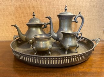 ANTIQUE BRASS TEA SET