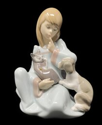 VINTAGE LLADRO YOUNG GIRL WITH PETS FIGURINE MADE IN SPAIN