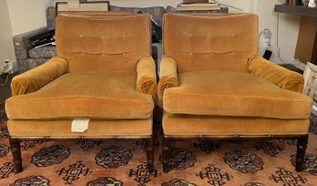 PAIR OF MCM FAUX BAMBOO JOHN STUART LOUNGE CHAIRS