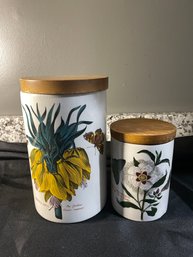 PAIR OF VINTAGE PORTMEIRION THE BOTANIC GARDEN STORAGE JARS WITH LID