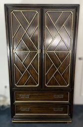 AMERICAN OF MARTINSVILLE BLACK AND GOLD ARMOIRE