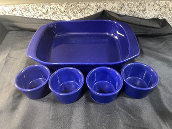 CHANTAL HANDCRAFTED COBALT BLUE ENAMEL BAKEWARE SET