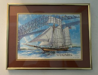 SIGNED WATERCOLOR 'LAUNCHING OF THE PRIDE II'