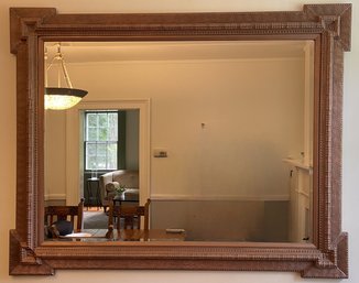 LARGE WALL MIRROR WITH ORNATE WOOD FRAME