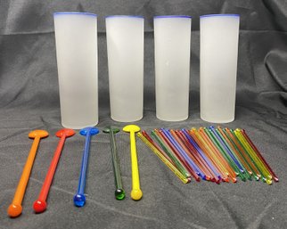COCKTAIL GLASS CUP AND STIRRER SET