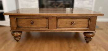 ETHAN ALLEN MAPLE WOOD 2 DRAWER COFFEE TABLE