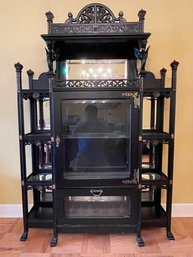 ANTIQUE VICTORIAN EBONIZED CURIO CABINET