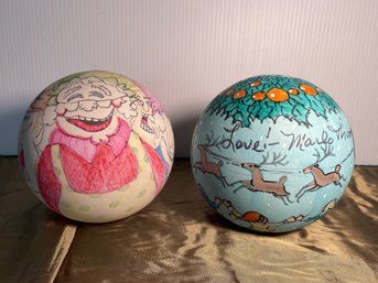 PR Of Hand Painted Ornaments Signed By Marlo Thomas & Mac Davis