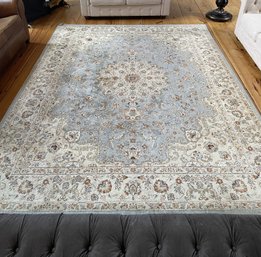 10-1/3 FT X 7-3/4 FT SKY BLUE FLORAL AREA RUG