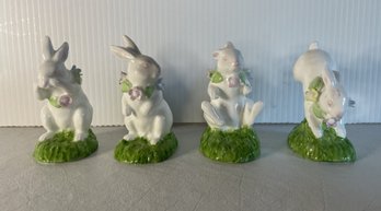 Vintage Fitz & Floyd Omnibus Bone China Bunny Rabbit Figurines 1983
