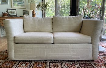 WHITE CROCHET STYLE LOVESEAT SOFA FROM KRAUSE'S SOFA FACTORY/CASTRO CONVERTIBLES