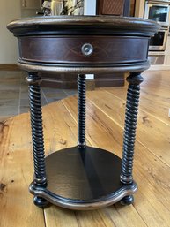 HOOKER FURNITURE HAND PAINTED 1 DRAWER ROUND ACCENT TABLE