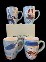 SET OF 4 ASSORTED PARIS COLLECTION HAUSENWARE 14 OZ MUGS