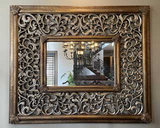 VINTAGE CARVED FILIGREE STYLE LARGE FRAMED MIRROR