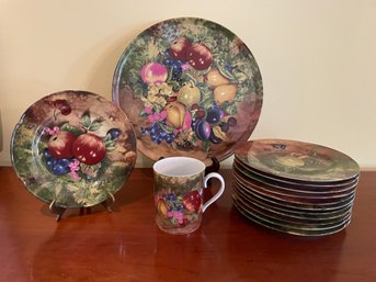 LIMOGE FRANCE ROCHARD 25 PC CUP AND SAUCER SET WITH SERVING PLATTER