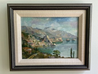 FRAMED WATERCOLOR LANDSCAPE OF GURZUF CRIMEA BY SOFU NARIMAN