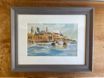 FRAMED SIGNED KABISHCER WATERCOLOR TOWNSCAPE