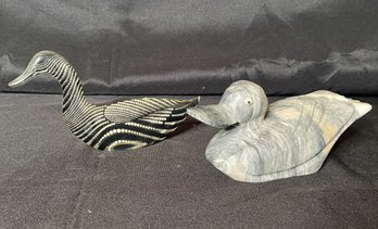 PAIR OF DECORATIVE DUCK FIGURINES