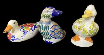 SET OF 3 ASSORTED INTERNATIONAL HAND CRAFTED DUCK FIGURINES