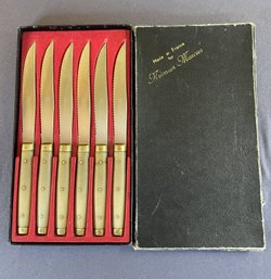 VINTAGE NEIMAN MARCUS STEAK KNIFE SET WITH BOX MADE IN FRANCE