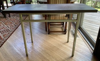 VINTAGE OFFICE TABLE ON METAL BASE