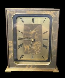 VINTAGE BULOVA BRASS TABLE ALARM CLOCK MADE IN GERMANY