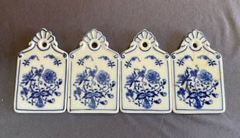 4 PC ANTIQUE BLUE PORCELAIN MINIATURE DOLL KITCHEN CUTTING BOARDS