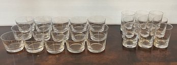 ASSORTED SET OF 15 OLD FASHIONED GLASSES AND 9 HIGHBALL GLASSES