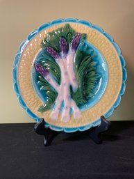 FRENCH ANTIQUE MAJOLICA ASPARAGUS SERVING DISH