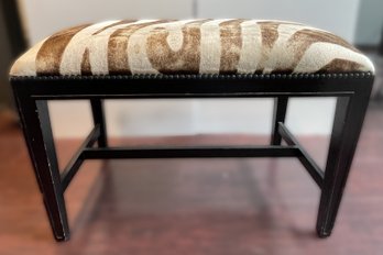 VINTAGE ZEBRA PRINT BENCH WITH NAIL HEAD TRIM