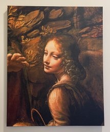 FRAMED ENLARGED VIEW OF ANGEL FROM DA VINCI'S THE VIRGIN OF THE ROCKS  PRINT