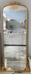 GOLD COLORED BAROQUE STYLE ARCHED METALLIC FLOOR MIRROR