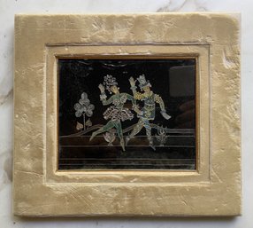 ELEGANT TILE ART OF FANCY COUPLE DANCING IN THE FIELDS IN FABRIC FRAME