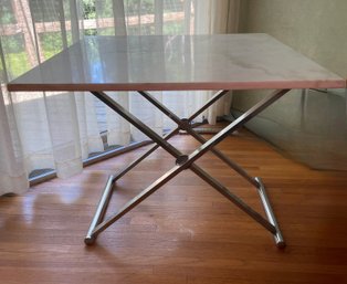 ITALIAN MARBLE TOP TABLE ON CHROME BASE