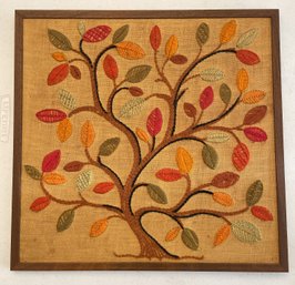 FRAMED AUTUMN TREE NEEDLEPOINT ART