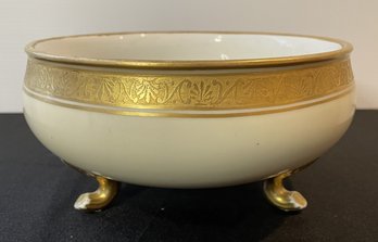 WILLIAM GUERIN LIMOGES GOLD TRIM FOOTED BOWL