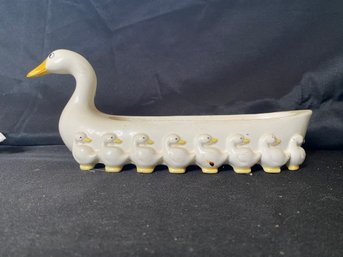 VINTAGE 1981 FITZ AND FLOYD DUCK AND DUCKLING CERAMIC LONG DISH MADE IN JAPAN