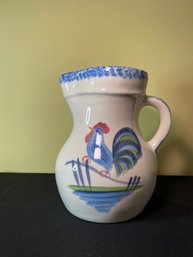 VINTAGE N.S. GUSTIN HAND PAINTED ROOSTER PITCHER