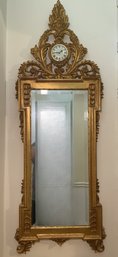 SORRENTO WITH CLOCK BEVELLED MIRROR IN ANTIQUE GOLD LEAF BY CARVER'S GUILD