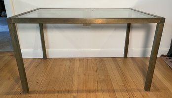 MCM GLASS TOP SIDE TABLE WITH BRASS BASE (2 OF 2)