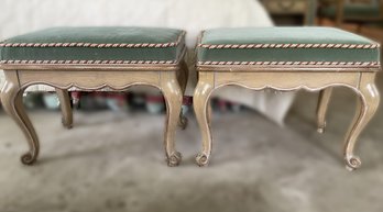PR OF VINTAGE FRENCH COUNTRY VANITY BENCHES BY DREXEL